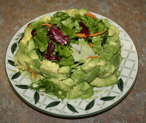 greens added to the avocado container