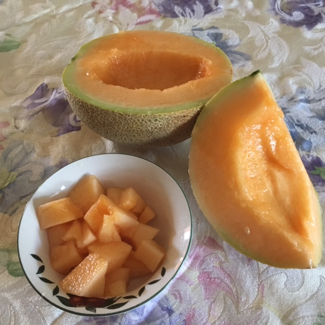 Golden ripe cantaloupe is a cooling treat.