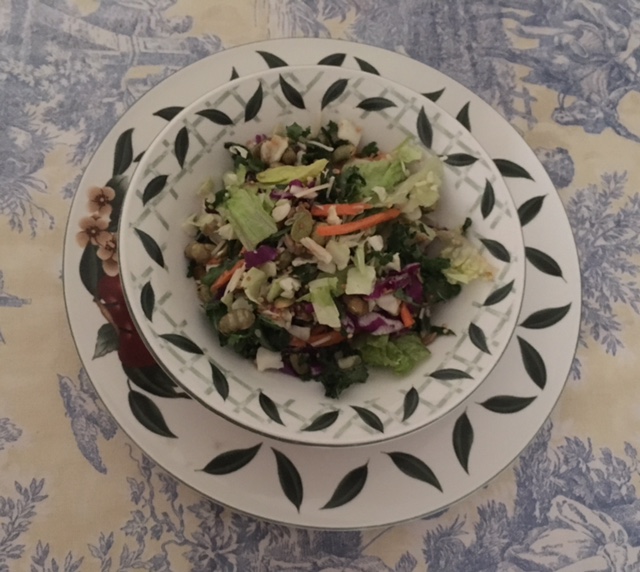 Yummy salad, with kale, cabbage, edamame etc. -- so good