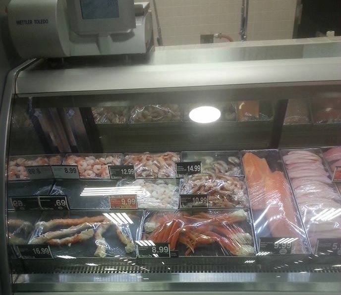 Fish on display at the local supermarket.