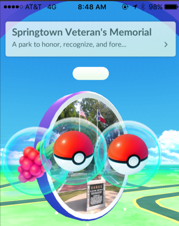 I got two balls and razz berries at this pokestop today. It is always a surprise what appears when you spin the icon.