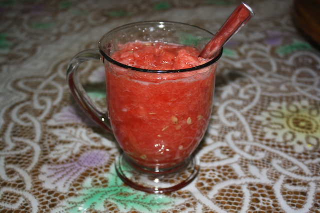 Healthy juices like this eye catching watermelon cocktail make a good breakfast