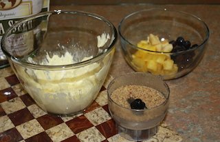 Add your favorite chopped fruit and some ground flax seeds to the creamy mixture