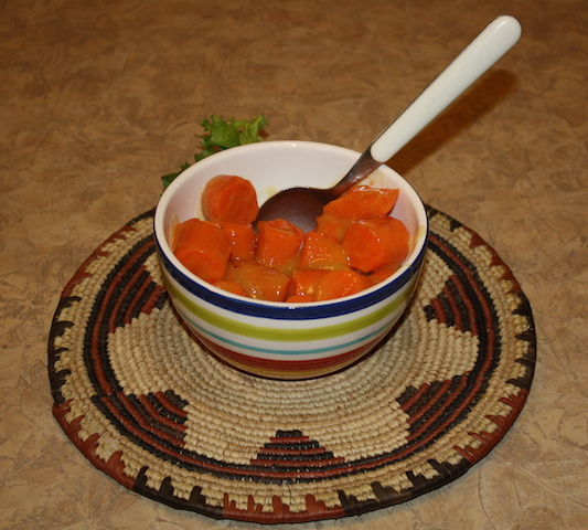 colorful carrots made with ginger and orange juice