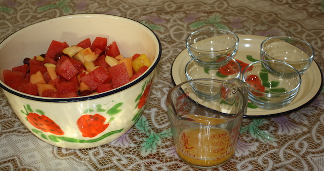 freshly squeezed juice to pour over salad