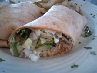 A tasty tilapia wrap with vegetables