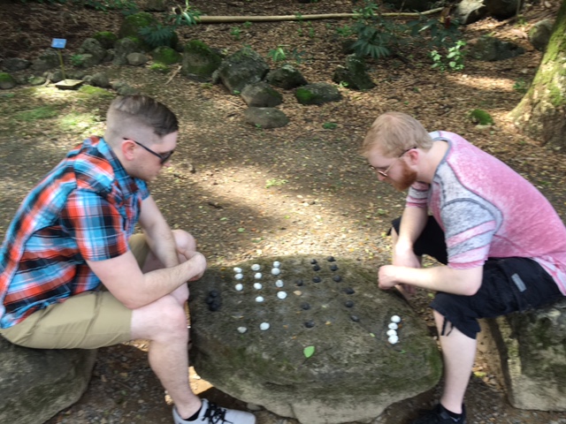 Jeremy and Michael find a little competition on a rock.