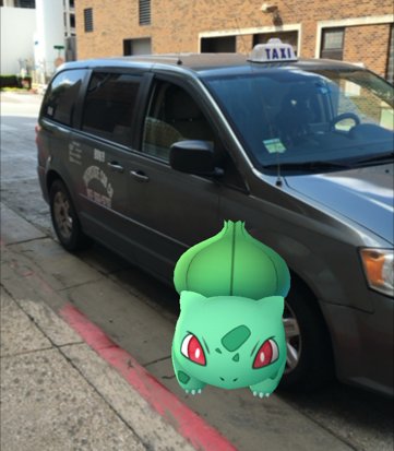 This pokemon may be taking a ride in the taxi.