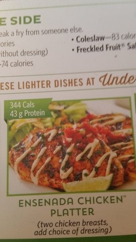 Red Robin menu picturing Ensenada chicken