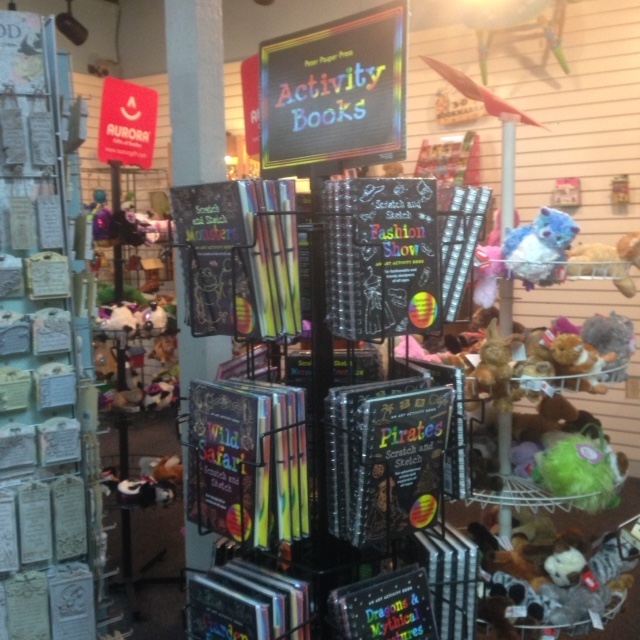 books and t-shirts and jewelry toys and other items