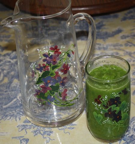 A bright colorful green smoothie
