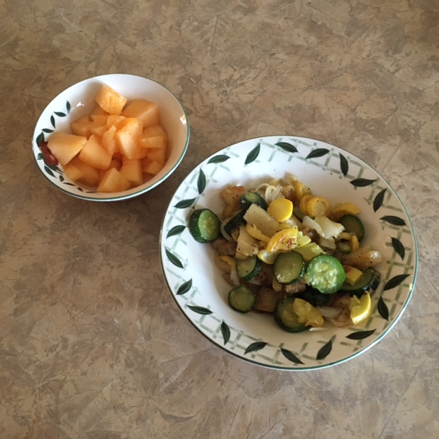 squash and fruit for dinner